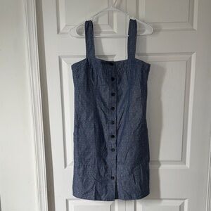 Derek Lam Chambray Button-Front Sleeveless Dress - Blue